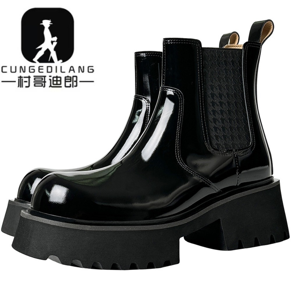 Men'S Shoes With Height Increase - Kışlık Erkek Chelsea Botları, Görünmez Topuklu