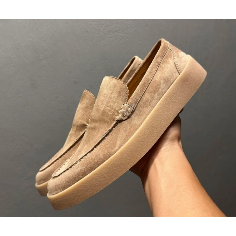 Men'S Shoes Smart - Lüks Bej Süet Platform Loafer'lar –
